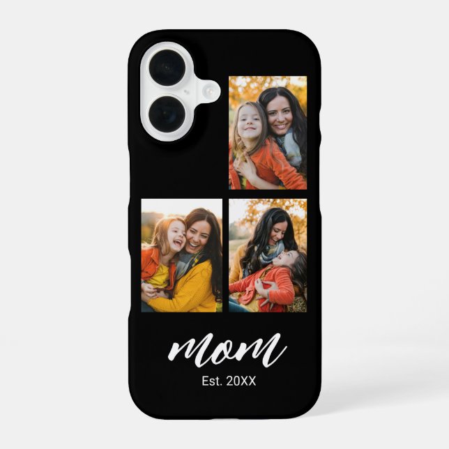 Mum Established Modern Script 3 Photo iPhone 16 Case (Back)