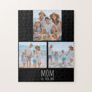 Mum Established Modern Script 3 Photo Jigsaw Puzzle