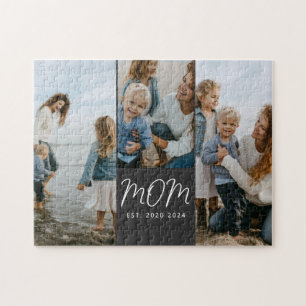 Mum Established Modern Script 3 Photo Jigsaw Puzzle
