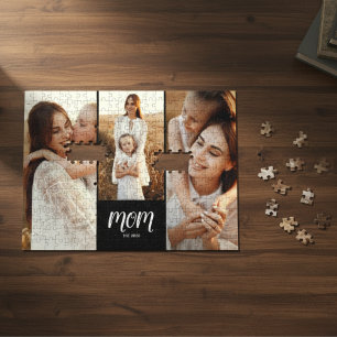 Mum Established Modern Script 3 Photo Jigsaw Puzzle