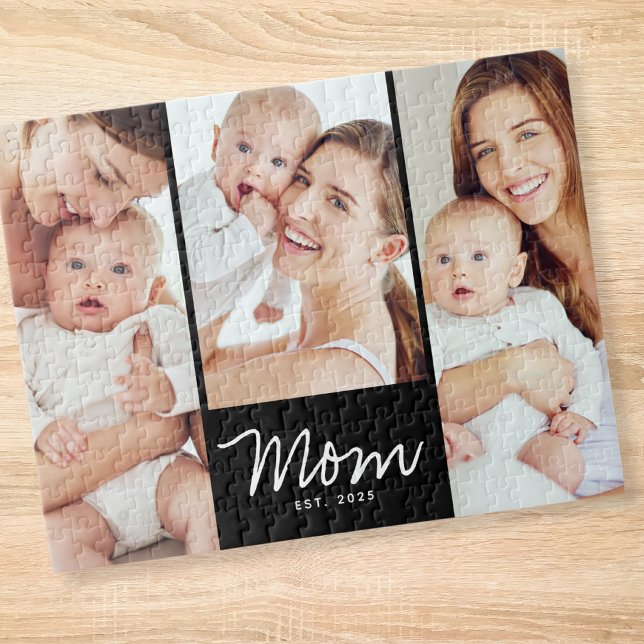 Mum Established Modern Script 3 Photo Jigsaw Puzzle (Creator Uploaded)