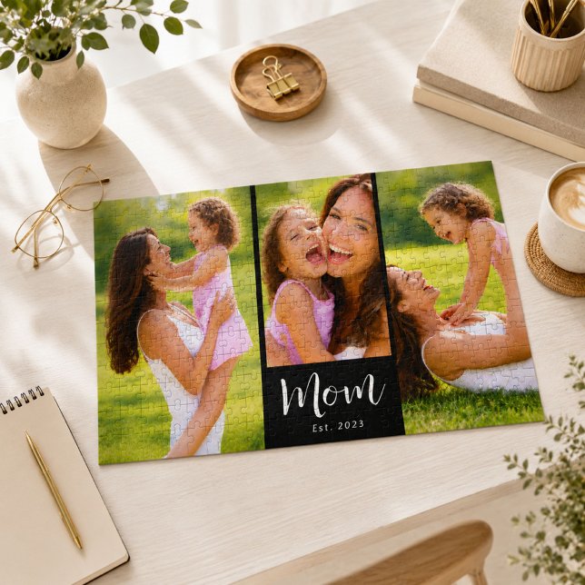 Mum Established Modern Script 3 Photo Jigsaw Puzzle (Creator Uploaded)
