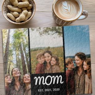 Mum Established Modern Script 3 Photo Jigsaw Puzzle