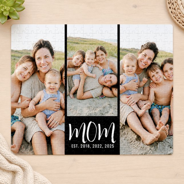 Mum Established Modern Script 3 Photo Jigsaw Puzzle (Creator Uploaded)