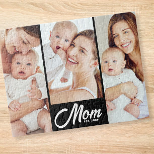 Mum Established Modern Script 3 Photo Jigsaw Puzzle