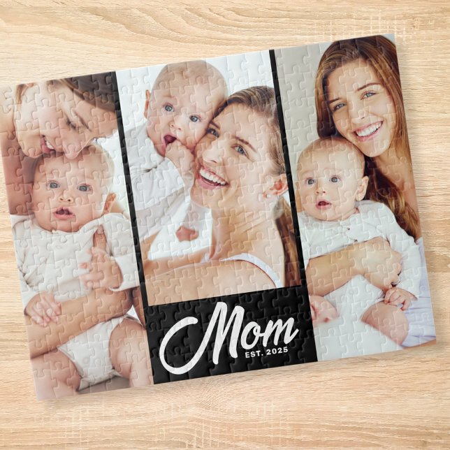 Mum Established Modern Script 3 Photo Jigsaw Puzzle (Creator Uploaded)
