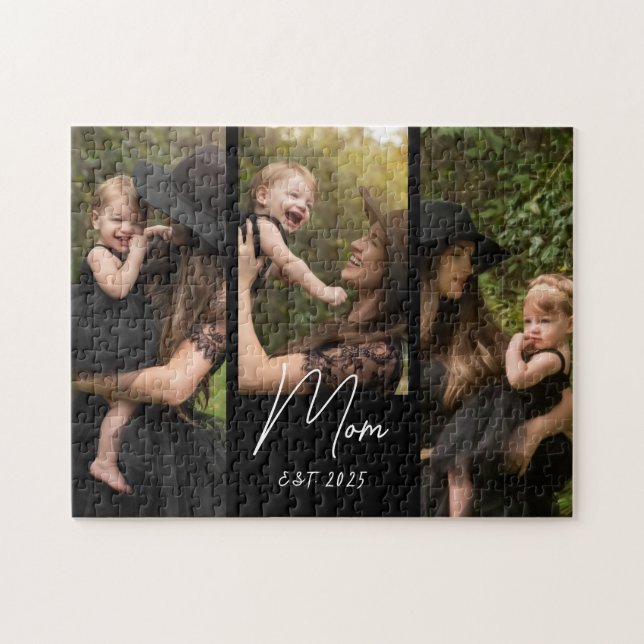 Mum Established Modern Script 3 Photo  Jigsaw Puzzle (Horizontal)