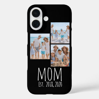 Mum Established Modern Script Black 3 Photo iPhone 16 Case