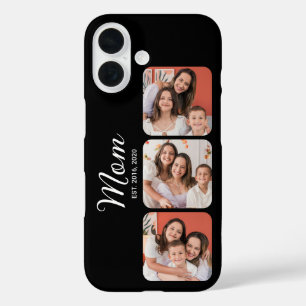 Mum Established Modern Script Black 3 Photo iPhone 16 Case