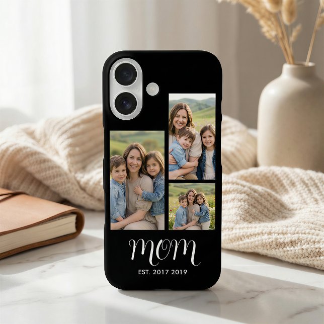 Mum Established Modern Script Black 3 Photo Case-Mate iPhone Case (Creator Uploaded)