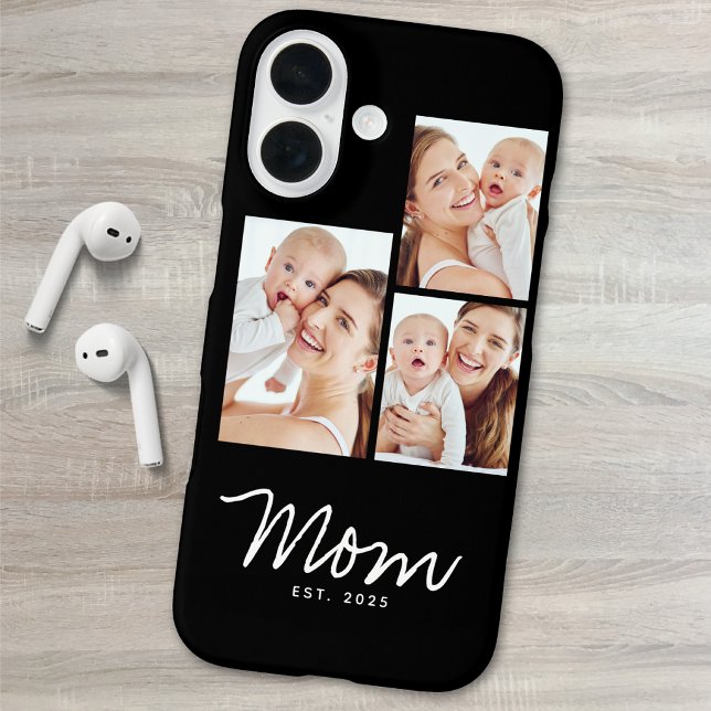 Mum Established Modern Script Black 3 Photo Case-Mate iPhone Case (Creator Uploaded)