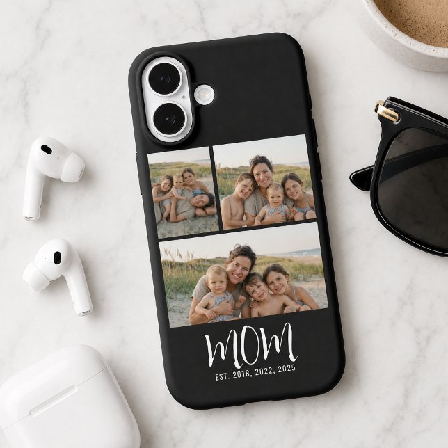 Mum Established Modern Script Black 3 Photo Case-Mate iPhone Case (Creator Uploaded)