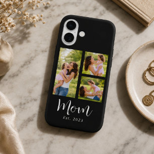 Mum Established Modern Script Black 3 Photo iPhone 16 Case