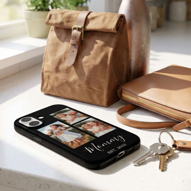 Mum Established Modern Script Black 3 Photo Case-Mate iPhone Case (Creator Uploaded)