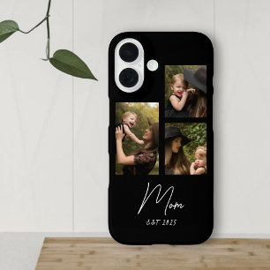 Mum Established Modern Script Black 3 Photo iPhone 16 Case