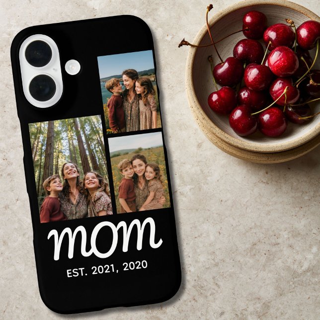 Mum Established Modern Script Black 3 Photo Case-Mate iPhone Case (Creator Uploaded)
