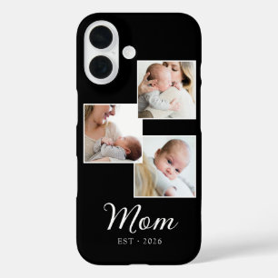 Mum Established Modern Script Black 3 Photo iPhone 16 Case