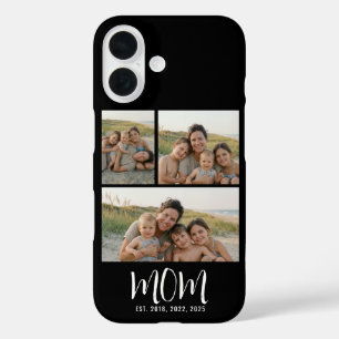 Mum Established Modern Script Black 3 Photo iPhone 16 Case