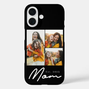 Mum Established Modern Script Black 3 Photo iPhone 16 Case