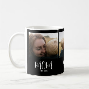 Mum Established Modern Script Black 3 Photo Coffee Mug