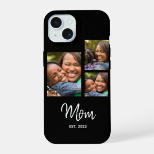 Mum Established Modern Script Black 3 Photo iPhone 15 Case