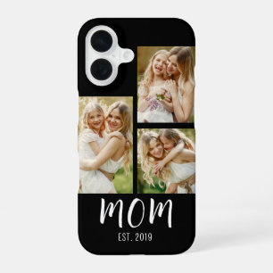 Mum Established Modern Script Black 3 Photo iPhone 16 Case