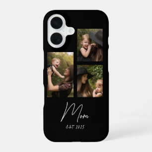 Mum Established Modern Script Black 3 Photo iPhone 16 Case