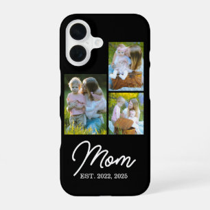 Mum Established Modern Script Black 3 Photo iPhone 16 Case