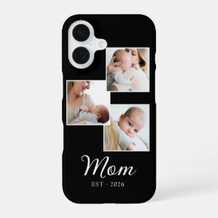 Mum Established Modern Script Black 3 Photo iPhone 16 Case
