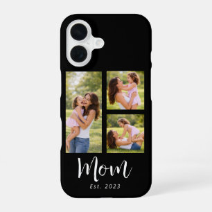Mum Established Modern Script Black 3 Photo iPhone 16 Case
