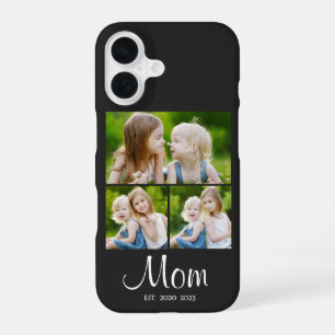 Mum Established Modern Script Black 3 Photo iPhone 16 Case