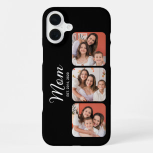 Mum Established Modern Script Black 3 Photo iPhone 16 Plus Case