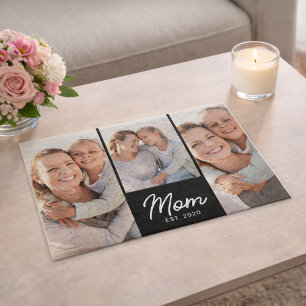 Mum Established Modern Script Black 3 Photo Jigsaw Puzzle