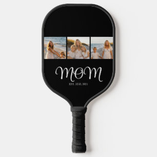 Mum Established Modern Script Black 3 Photo Pickleball Paddle