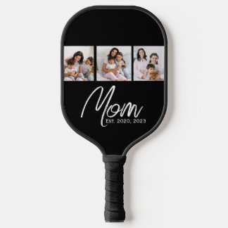 Mum Established Modern Script Black 3 Photo Pickleball Paddle