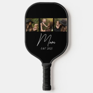Mum Established Modern Script Black 3 Photo Pickleball Paddle
