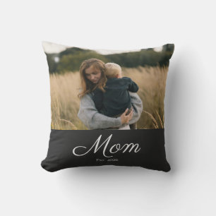 Mum Established Modern Script Photo Cushion