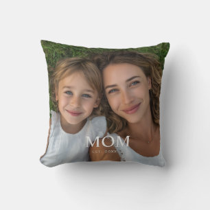 Mum Established Modern Script Photo  Cushion