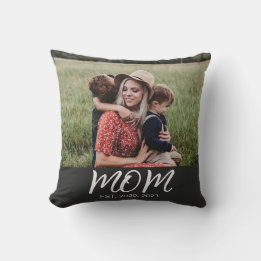 Mum Established Modern Script Photo Cushion
