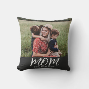 Mum Established Modern Script Photo Cushion