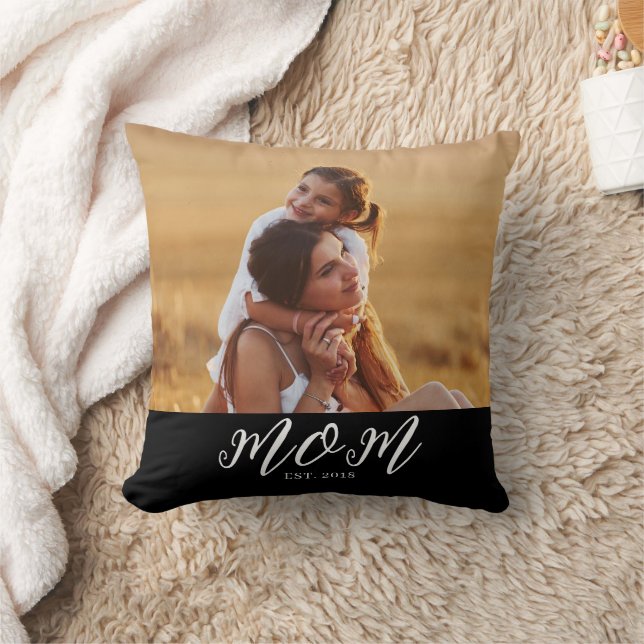Mum Established Modern Script Photo Cushion (Blanket)