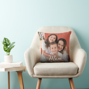 Mum Established Modern Script Photo Cushion