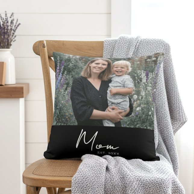Mum Established Modern Script Photo Cushion (Creator Uploaded)