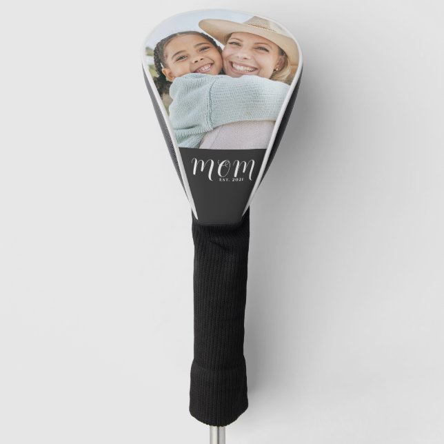 Mum Established Modern Script Photo Golf Head Cover (Front)