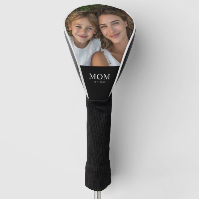 Mum Established Modern Script Photo  Golf Head Cover (Front)