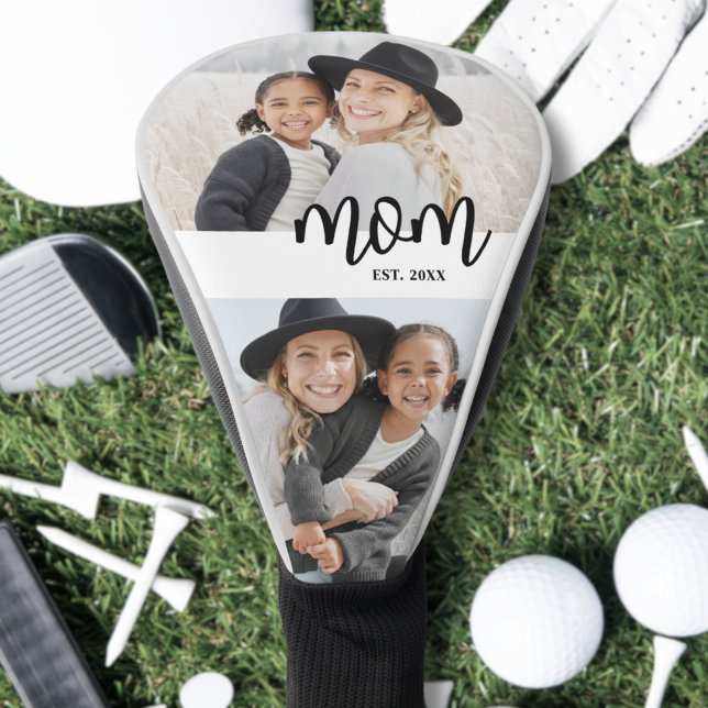 Mum Established Modern Script Photo Golf Head Cover (Mom Established Mother's Day Gift Golf Head Cover)