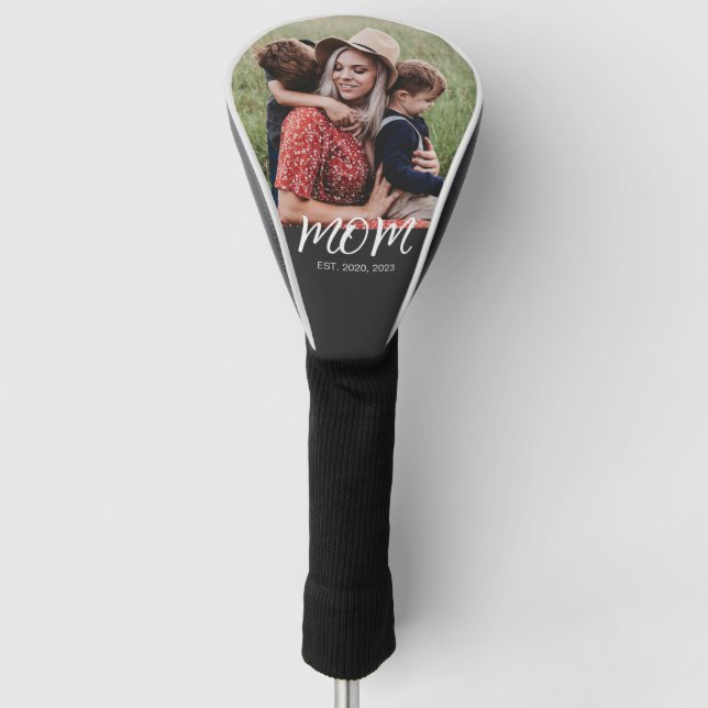 Mum Established Modern Script Photo Golf Head Cover (Front)