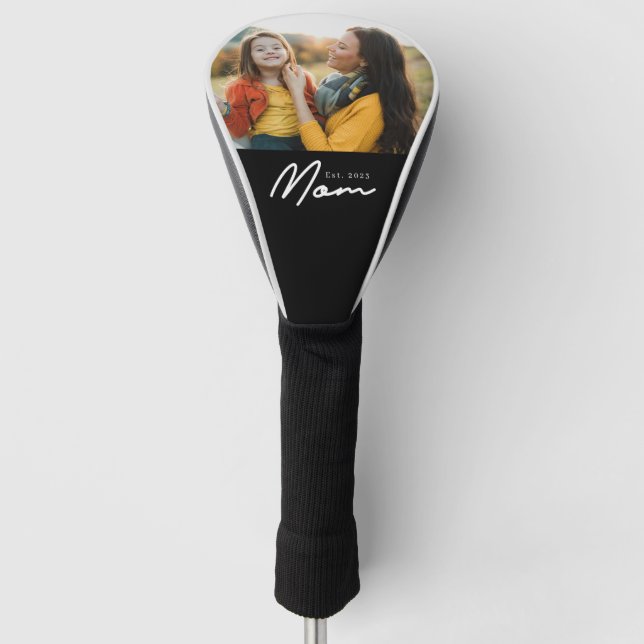 Mum Established Modern Script Photo Golf Head Cover (Front)