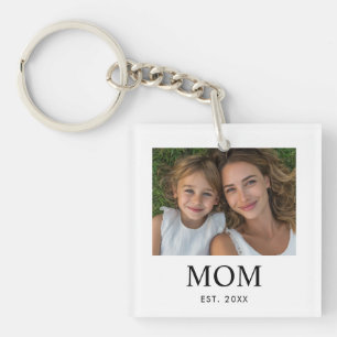 Mum Established Modern Script Photo Key Ring
