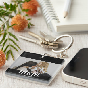 Mum Established Modern Script Photo Key Ring